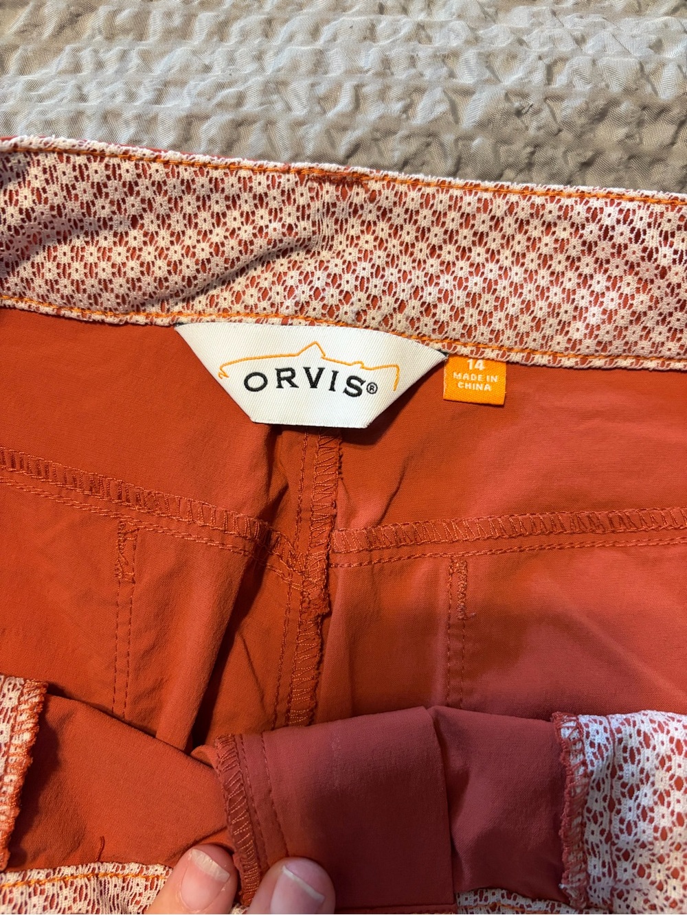Orvis Jackson Quick Dry Shorts Womens 14 Terracotta Orange Red Hiking Stretch 7" - Picture 6 of 8
